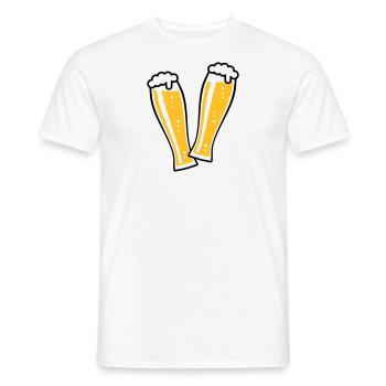 2 verres à bière de blé toast (bière de blé / 2C) - T-shirt homme - blanc - Devant - AI Model Male 178 dark (178cm)