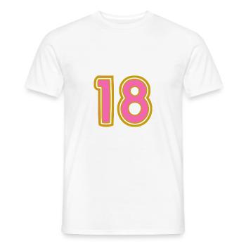 18. 18 YEARS OLD. 18th ANNIVERSARY - Men's T-Shirt - white - Front - AI Model Male 178 dark (178cm)