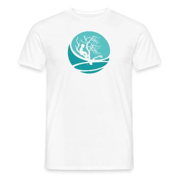 Crampons grimpeurs singe grimpeur - T-shirt homme - blanc - Devant - AI Model Male 178 dark (178cm)