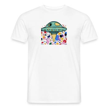 UFO Scifi Astronave - T-shirt uomo - bianco - Fronte - AI Model Male 178 dark (178cm)