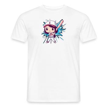 Baseball Joueur de baseball Batte de baseball - T-shirt homme - blanc - Devant - AI Model Male 178 dark (178cm)