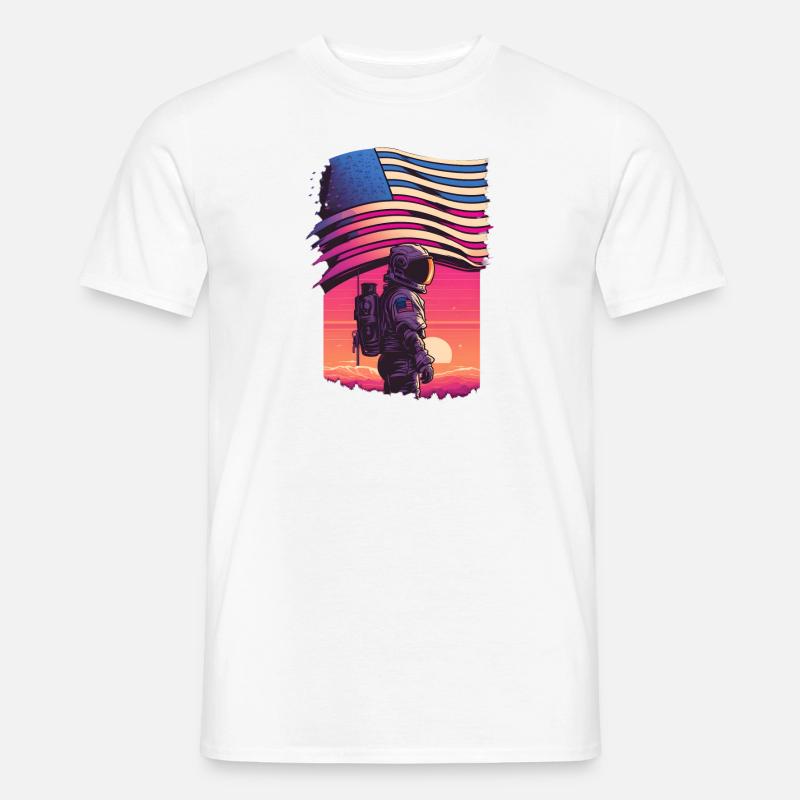 American synthwave Astronaut - Männer T-Shirt - Weiß