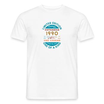 November 1990 Birthday Limited Edition - Men's T-Shirt - white - Front - AI Model Male 178 dark (178cm)
