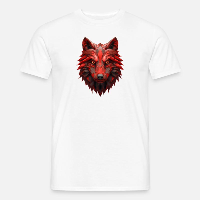 Roter Wolf - Männer T-Shirt - Weiß