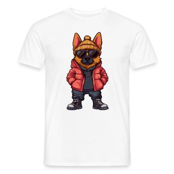 Berger allemand Bande dessinée cool - T-shirt homme - blanc - Devant - AI Model Male 178 dark (178cm)