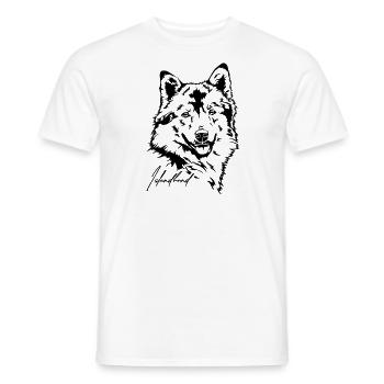 Islandais Chien Portrait Chiens Chien Wilsigns - T-shirt homme - blanc - Devant - AI Model Male 178 dark (178cm)
