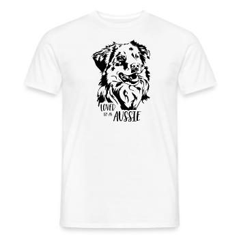 Australian Shepherd loved by an Aussie Wilsigns - Men's T-Shirt - white - Front - AI Model Male 178 dark (178cm)