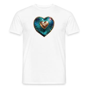 heart,sequins,shiny,gold - Men's T-Shirt - white - Front - AI Model Male 178 dark (178cm)