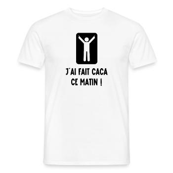 j'ai fait caca ce matin - T-shirt homme - blanc - Devant - AI Model Male 178 dark (178cm)