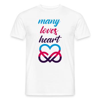 MANY LOVES HEART Polyamorie Liebe Herz - Männer T-Shirt - Weiß - Vorne - AI Model Male 178 dark (178cm)