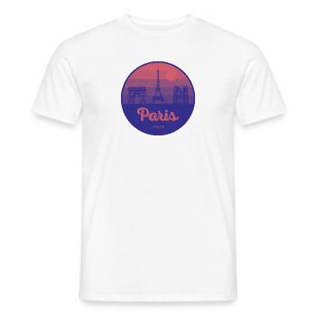 Paris City of Love – Eiffel Tower Design - Men's T-Shirt - white - Front - AI Model Male 178 dark (178cm)