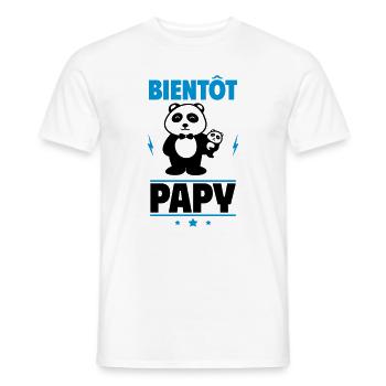 Bientôt Papy – Panda humoristique pour futurs papy - T-shirt homme - blanc - Devant - AI Model Male 178 dark (178cm)