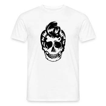 Skull with 50s rockabilly style hairstyle - Men's T-Shirt - white - Front - AI Model Male 178 dark (178cm)