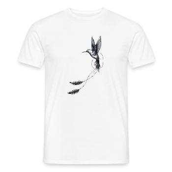 colibri plumes géométrie - T-shirt homme - blanc - Devant - AI Model Male 178 dark (178cm)