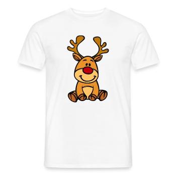 Rudolf Christmas Reindeer - Men's T-Shirt - white - Front - AI Model Male 178 dark (178cm)