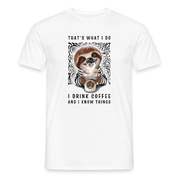 C’est ce que je fais, je bois du café et je sais des choses - T-shirt homme - blanc - Devant - AI Model Male 178 dark (178cm)