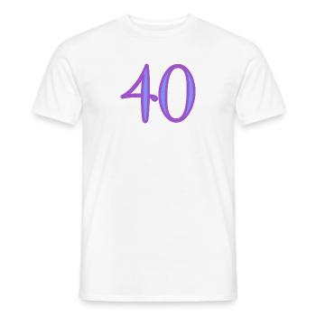 40. 40 JAAR. 40-jarig jubileum. 40-JARIG JUBILEUM. - Heren T-shirt - wit - Voor - AI Model Male 178 dark (178cm)