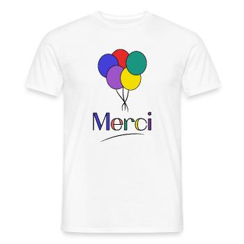 MERCI. MAÎTRESSE. MAÎTRE. MERCI MAÎTRESSE - T-shirt homme - blanc - Devant - AI Model Male 178 dark (178cm)