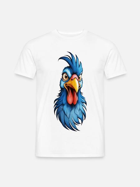 A blue-feathered rooster - Men's T-Shirt - white