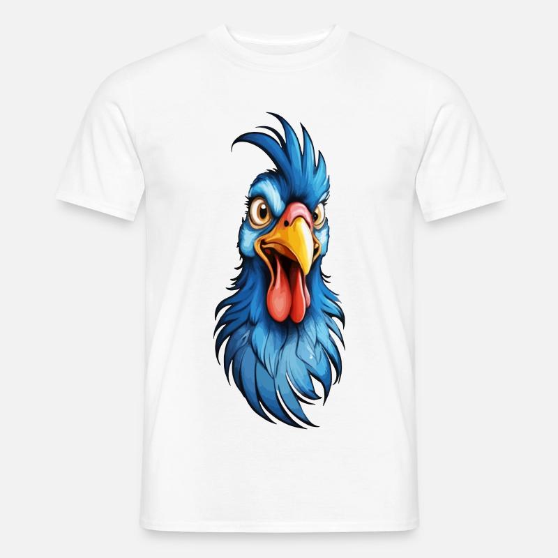 Ein blau-gefiederter Hahn - Männer T-Shirt - Weiß