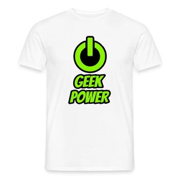 Geek power - Men's T-Shirt - white - Front - AI Model Male 178 dark (178cm)