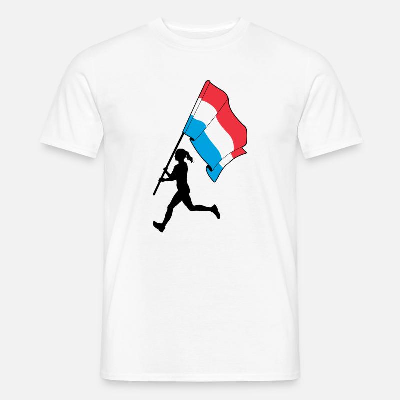 Flagge Luxemburgerin läuft - Männer T-Shirt - Weiß