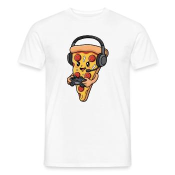 Gaming Pizza Cartoon - Men's T-Shirt - white - Front - AI Model Male 178 dark (178cm)
