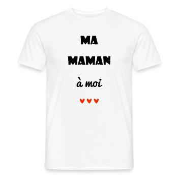 BONNE FÊTE. COEUR. BONNE FÊTE MAMAN. MAMAN. FÊTE  - T-shirt homme - blanc - Devant - AI Model Male 178 dark (178cm)