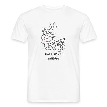 Dänemark Umriss - Billund Liebe - mit Koordinaten - Männer T-Shirt - Weiß - Vorne - AI Model Male 178 dark (178cm)