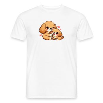 Maman chien câline son chiot - T-shirt homme - blanc - Devant - AI Model Male 178 dark (178cm)
