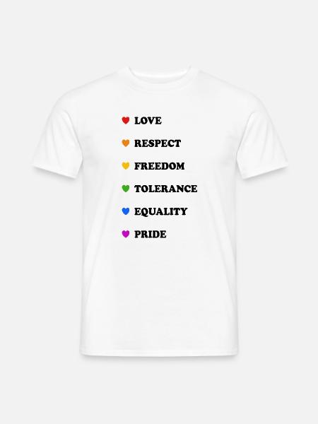 Regenbogenherz-Pride-Werte - Männer T-Shirt - Weiß