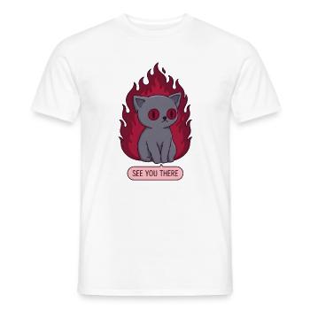 Süße Goth Katze in Flammen See You There - Männer T-Shirt - Weiß - Vorne - AI Model Male 178 dark (178cm)