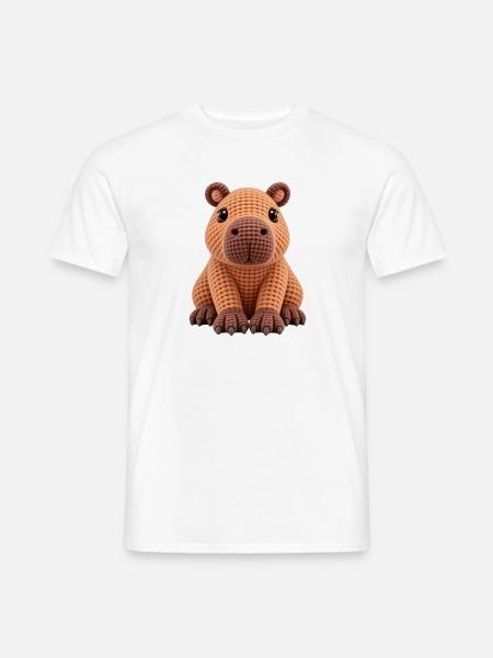 Kuscheliger Strick-Hippo - Männer T-Shirt - Weiß