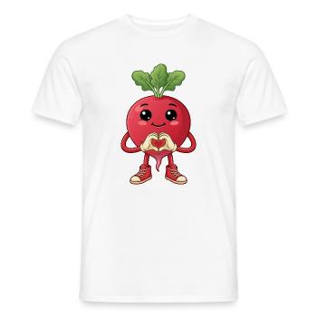 Ein lustiges rotes Radieschen mit Herz Hand Gemüse - Männer T-Shirt - Weiß - Vorne - AI Model Male 178 dark (178cm)