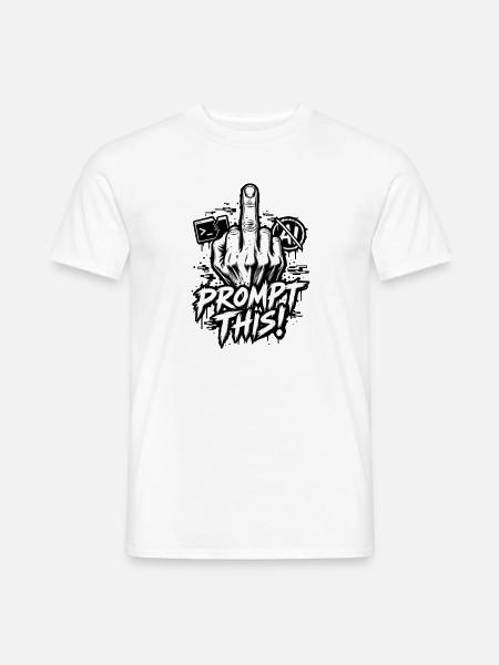 Ironie: Prompt – Anti-KI-Chat – Mittelfinger - Männer T-Shirt - Weiß