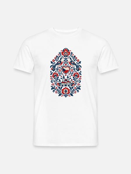 Tschechien | Prag & böhmische Volkskunst - Männer T-Shirt - Weiß