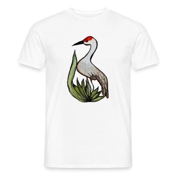 Kranich in Aquarell Pflanzenlandschaft - Männer T-Shirt - Weiß - Vorne - AI Model Male 178 dark (178cm)