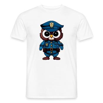 Eulen Polizist / Polizei Vogel - Männer T-Shirt - Weiß - Vorne - AI Model Male 178 dark (178cm)