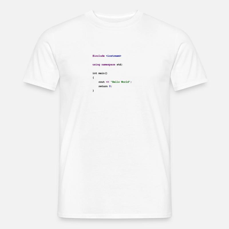 Code C++ Nouveau bébé - Hello World - T-shirt homme - blanc