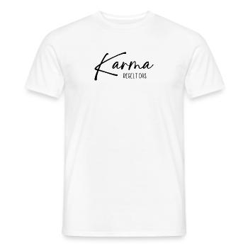 Karma regelt das - Männer T-Shirt - Weiß - Vorne - AI Model Male 178 dark (178cm)