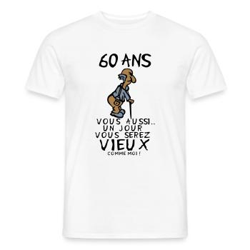 60 year old man birthday humou - Men's T-Shirt - white - Front - AI Model Male 178 dark (178cm)