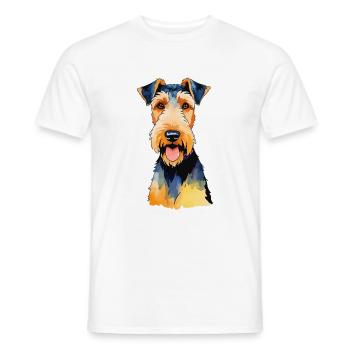Airedale Terrier Aquarelle - T-shirt homme - blanc - Devant - AI Model Male 178 dark (178cm)