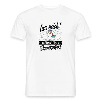 Lass mich unnötiger Sozialkontakt Einhorn Humor - Männer T-Shirt - Weiß - Vorne - AI Model Male 178 dark (178cm)