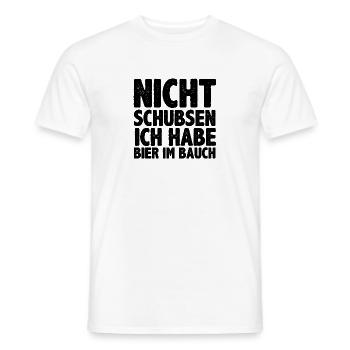 nicht schubsen in schwarzer Schrift - Männer T-Shirt - Weiß - Vorne - AI Model Male 178 dark (178cm)