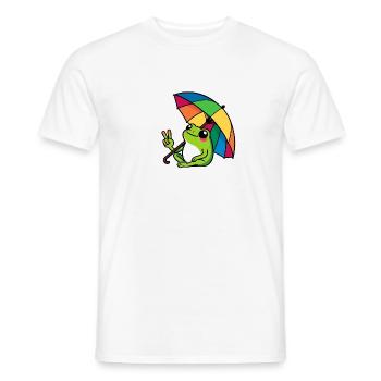Comic Wetterforsch Frosch Regenbogen Regenschirm - Männer T-Shirt - Weiß - Vorne - AI Model Male 178 dark (178cm)