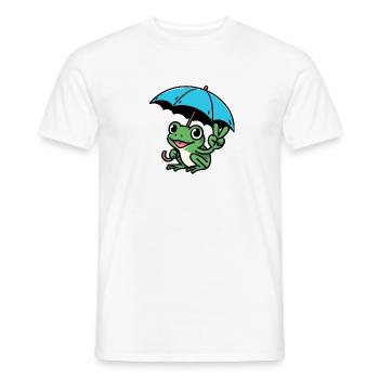 Comic Wetterforsch Frosch Peace mit Regenschirm - Männer T-Shirt - Weiß - Vorne - AI Model Male 178 dark (178cm)