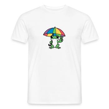 Comic Quak Peace Frosch Regenbogen Regenschirm - Männer T-Shirt - Weiß - Vorne - AI Model Male 178 dark (178cm)