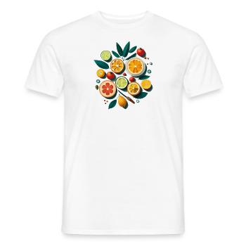 Summer fruits - beach and holiday south sun pattern - Men's T-Shirt - white - Front - AI Model Male 178 dark (178cm)