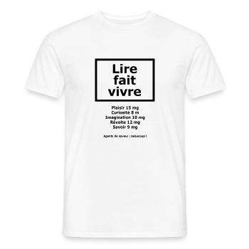 Lire fait vivre - T-shirt homme - blanc - Devant - AI Model Male 178 dark (178cm)