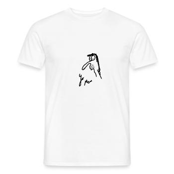 Textile d'art: Esquisse d'un chômeur - T-shirt homme - blanc - Devant - AI Model Male 178 dark (178cm)